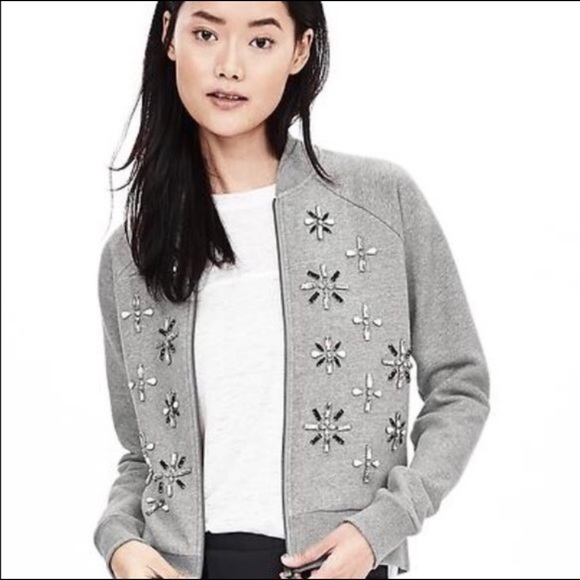 Banana Republic Jackets & Blazers - Banana Republic Embellished Sweatshirt Bomber Jacket Size M